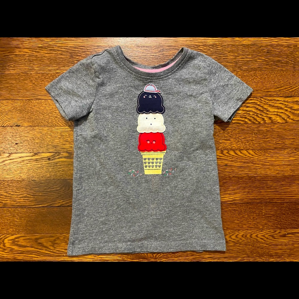 Hanna Andersson Red White & Blue Ice Cream Cone Applique Tee Shirt Size 120 cm 6